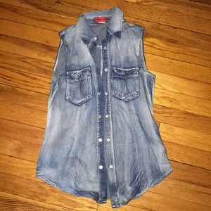 Denim Sleeveless Button Up
